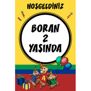Alvin ve Sincaplar Temalı Doğum Günü Afiş