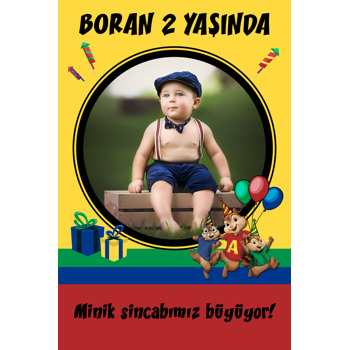Alvin ve Sincaplar Temalı Doğum Günü Magnet