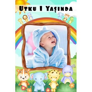 Animal Safari Temalı Doğum Günü Magnet