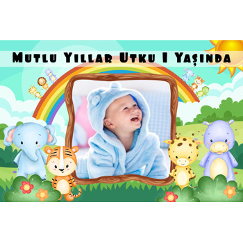 Animal Safari Temalı Doğum Günü Magnet