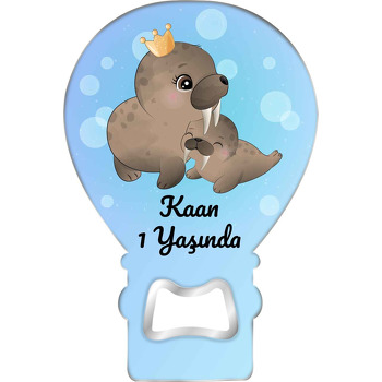 Anne Çocuk Denizaslanı Temalı Balon Ahşap Magnet 