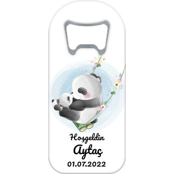 Anne Çocuk Panda Salıncak Temalı Uzun Magnet Açacak