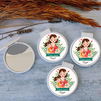 Anne Kız Papatyalar İçerisinde Temalı Kapaklı Ayna