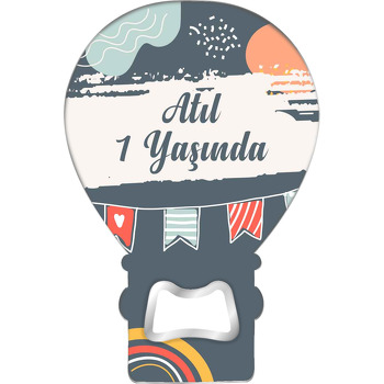 Antrasit Gri Fonda Flama Temalı Balon Ahşap Magnet 