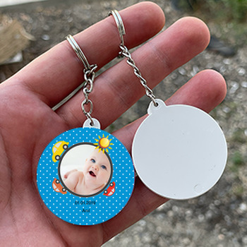 Arabalar Temalı Resimli Daire Plastik Anahtarlık