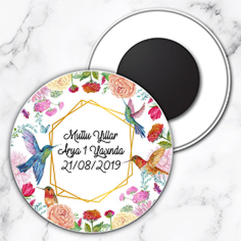 Arı Kuşu Temalı Daire Plastik Hediyelik Magnet