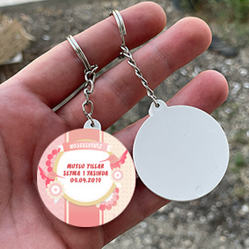 Arı Kuşu Temalı Daire Plastik Anahtarlık