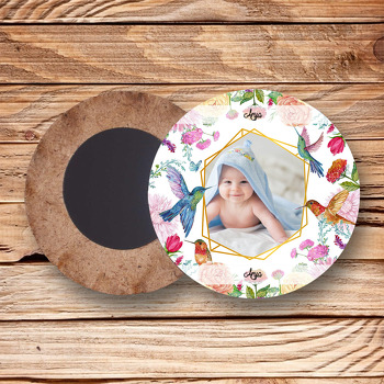 Arı Kuşu Temalı Resimli Ahşap Daire Magnet