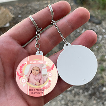 Arı Kuşu Temalı Resimli Daire Plastik Anahtarlık