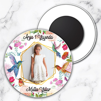 Arı Kuşu Temalı Resimli Daire Plastik Magnet