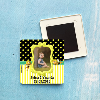 Arı Maya Temalı Plastik Kare Magnet