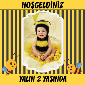 Arı Temalı Doğum Günü Afiş/Poster