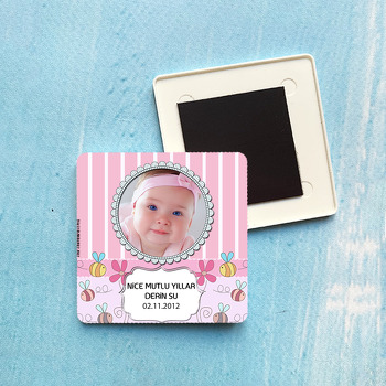Arılar ve Çiçekler Plastik Kare Magnet