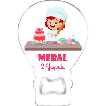 Aşçı Kız Çocuk Temalı Balon Ahşap Magnet 