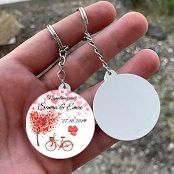 Aşk Ağacı Temalı Daire Plastik Anahtarlık