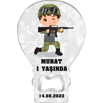 Asker Çocuk Atış Yapıyor Temalı Balon Ahşap Magnet 