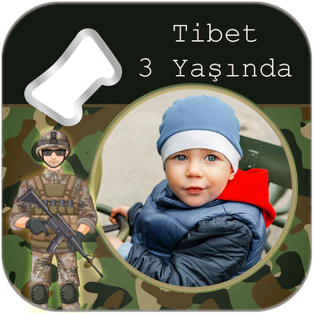 Asker Kamuflaj Fon Temalı Kare Magnet Açacak