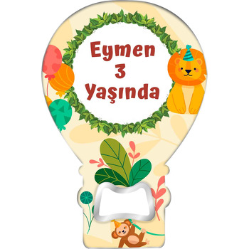 Aslan ile Parti Temalı Balon Ahşap Magnet 