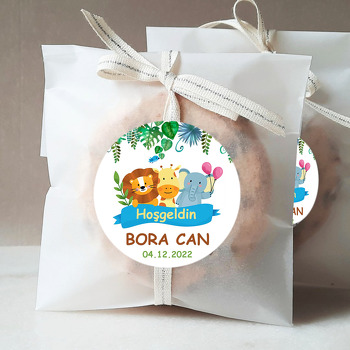Aslan Zürafa ve Fil ile Mavi Flama Temalı Sticker