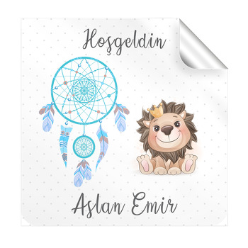 Aslancık ve Rüya Kapanı Temalı Kare Etiket