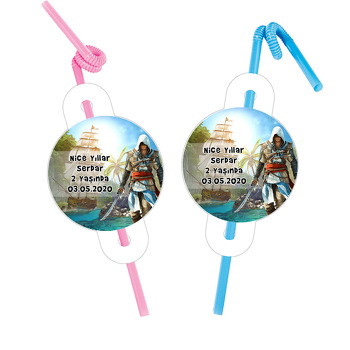 Assasins Creed Temalı Pipet ve Kartı