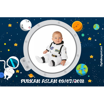Astronot Temalı Doğum Günü Magnet