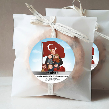 Atatürk ile Çocuklar ve Bayrak Temalı Sticker