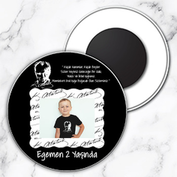 Atatürk Temalı Resimli Daire Plastik Magnet