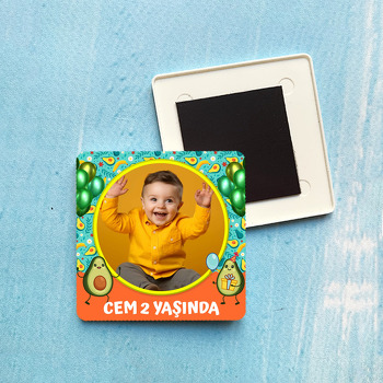 Avokado Temalı Plastik Kare Magnet