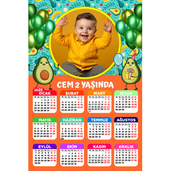 Avokado Temalı Takvim Magnet