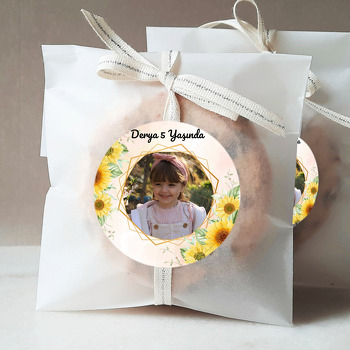 Ayçiçeği ile Geometrik Çerçeve Temalı Sticker