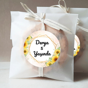 Ayçiçeği ile Geometrik Çerçeve Temalı Sticker