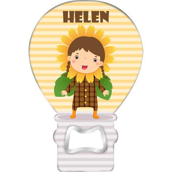 Ayçiçeği Kostümlü Kız Çocuk Temalı Balon Ahşap Magnet 