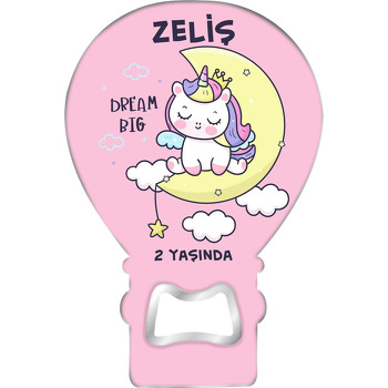 Ayda Prenses Unicorn Temalı Balon Ahşap Magnet 