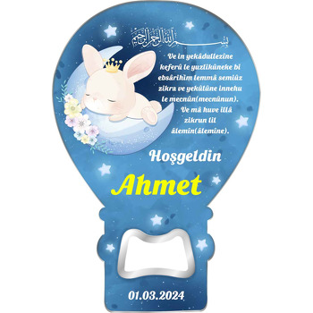 Ayda Uyuyan Tavşan ile Nazar Duası Temalı Balon Magnet Açacak