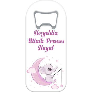 Ayda Yıldız Tutan Lila Fil Temalı Uzun Magnet Açacak
