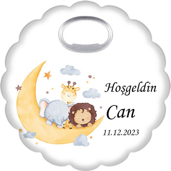 Ayda Zürafa Aslan ile Fil Temalı Çiçek Şekilli Magnet Açacak