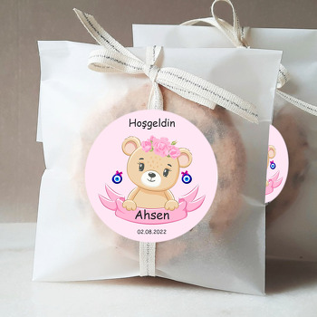 Ayıcık ile Pembe Flama Temalı Sticker
