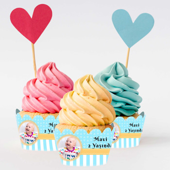 Ayıcık ile Rakun Temalı Cupcake Sargısı