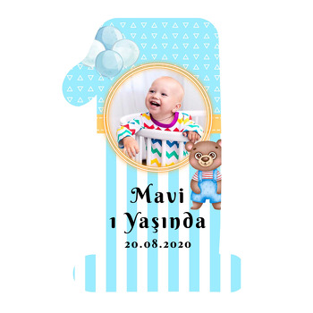 Ayıcık ile Rakun Temalı Doğum Günü Magnet