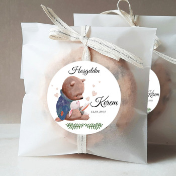 Ayıcık ile Tavşancık Temalı Sticker