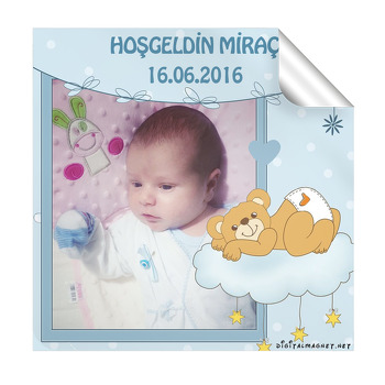 Ayıcıklı Hoş geldin  Kare Etiket