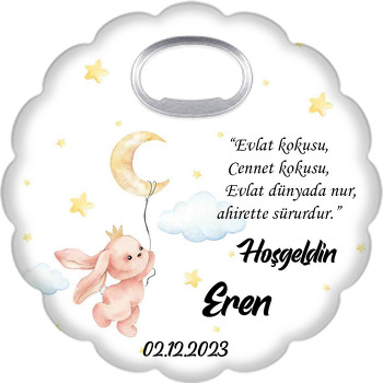 Ayla Uçan Prens Tavşan Temalı Çiçek Şekilli Magnet Açacak