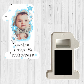 Baby Fil Mavi Temalı Doğum Günü Magnet Açacak