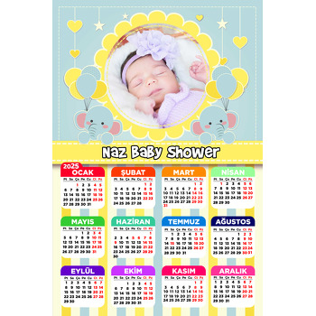 Baby Shower Fil Temalı Takvim Magnet