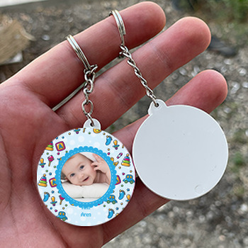 Baby Toy Temalı Resimli Daire Plastik Anahtarlık