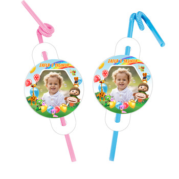 Baby Tv Ekip Temalı Resimli Pipet ve Kartı
