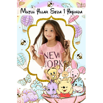 Baby Winnie The Pooh Temalı Doğum Günü Magnet