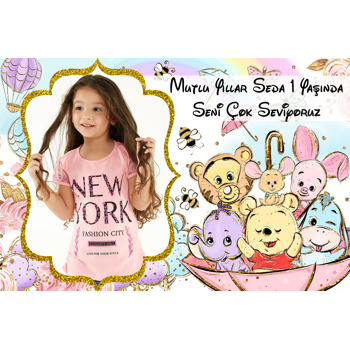 Baby Winnie The Pooh Temalı Doğum Günü Magnet
