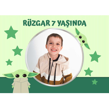 Baby Yoda Yeşil Fon Temalı Amerikan Servis